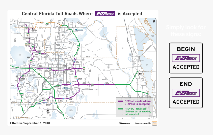 Ez Pass Florida Map, HD Png Download