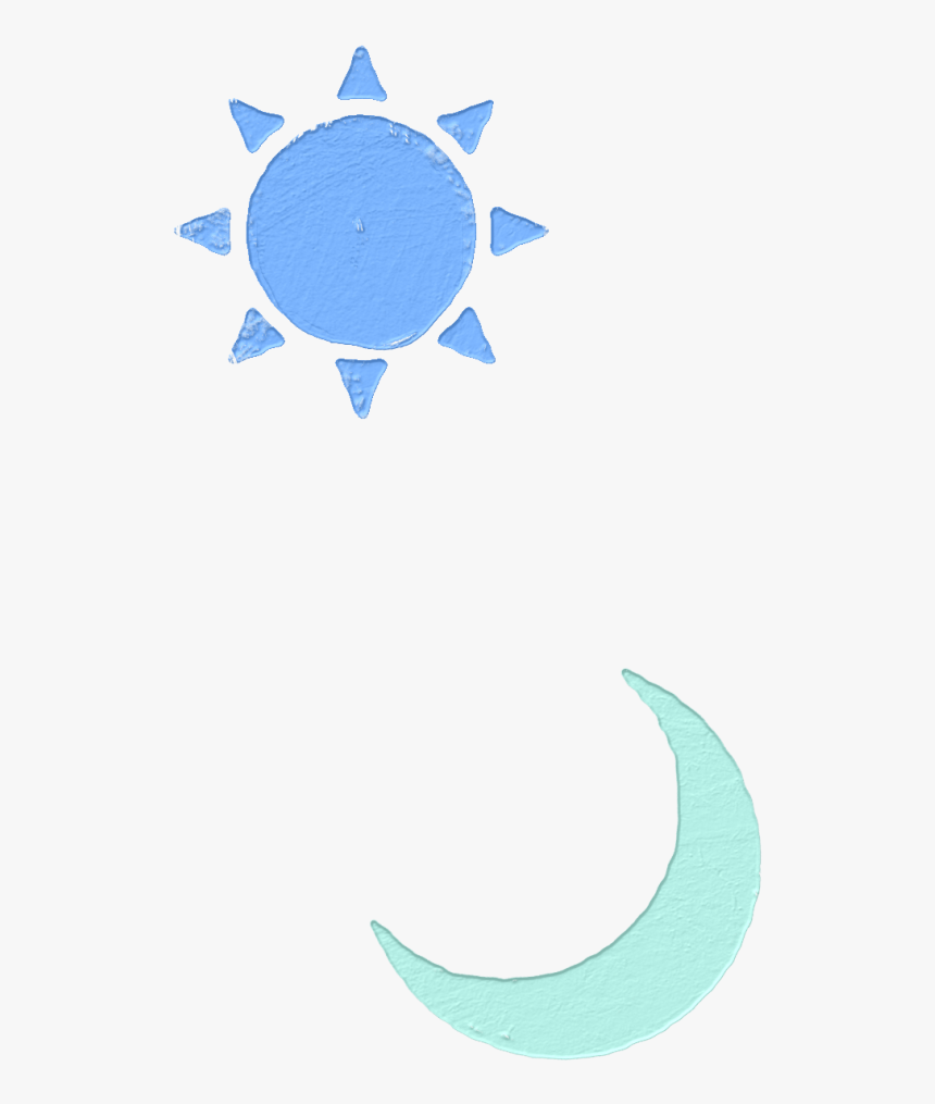 Blue Sun And Light Green Moon Sticker - Crescent, HD Png Download