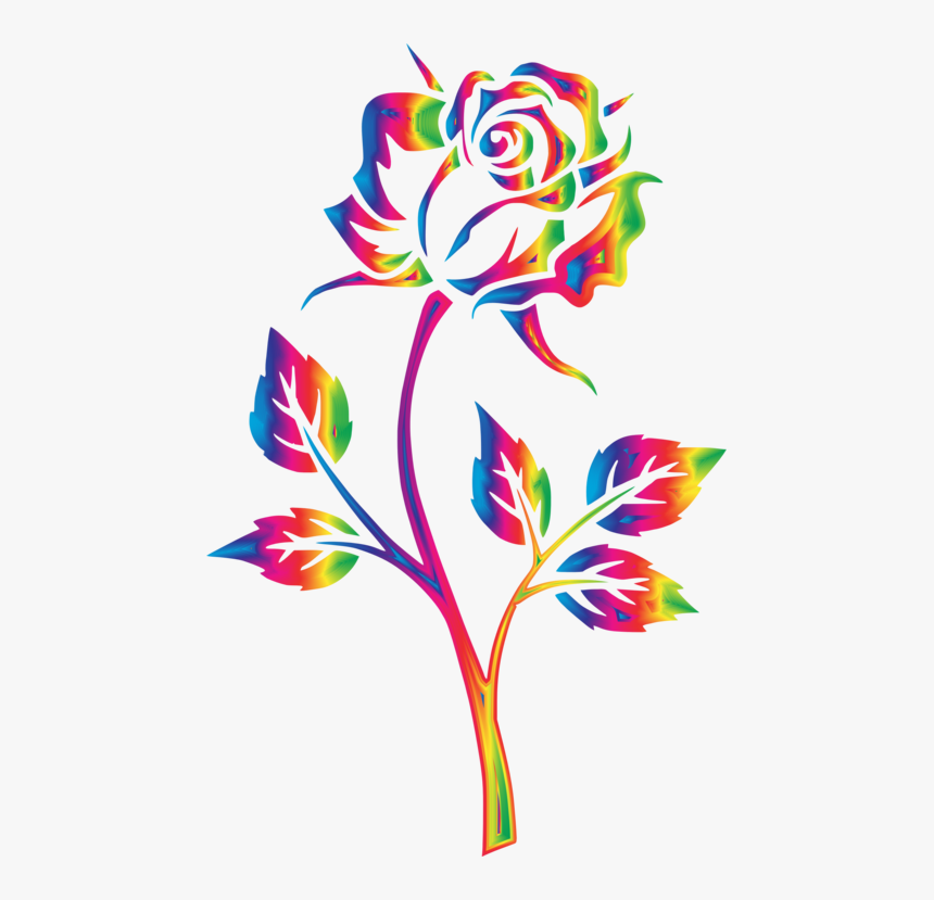 Plant,flora,leaf - Rainbow Rose Clipart, HD Png Download