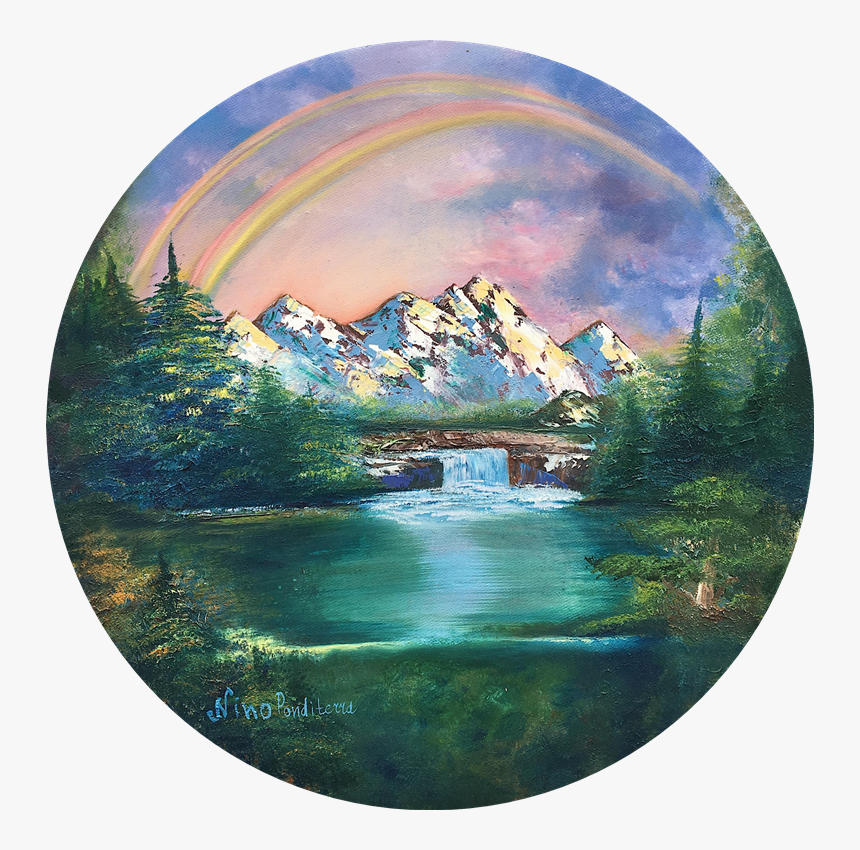 Rainbow In Mountains - Transparent Watercolor Circle Landscape, HD Png Download