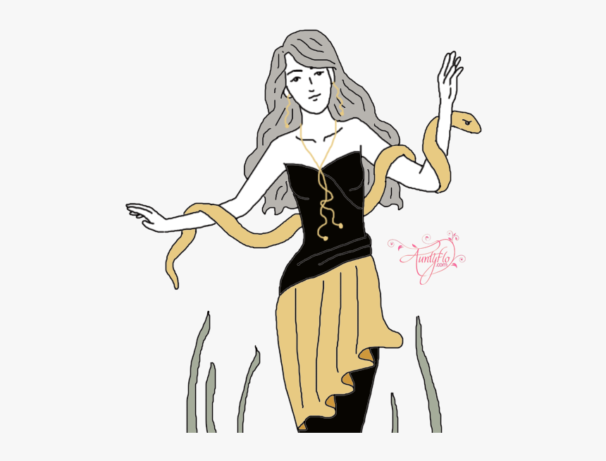 Yellow Snake Dream - Snake Around Someones Neck Drawing, HD Png Download