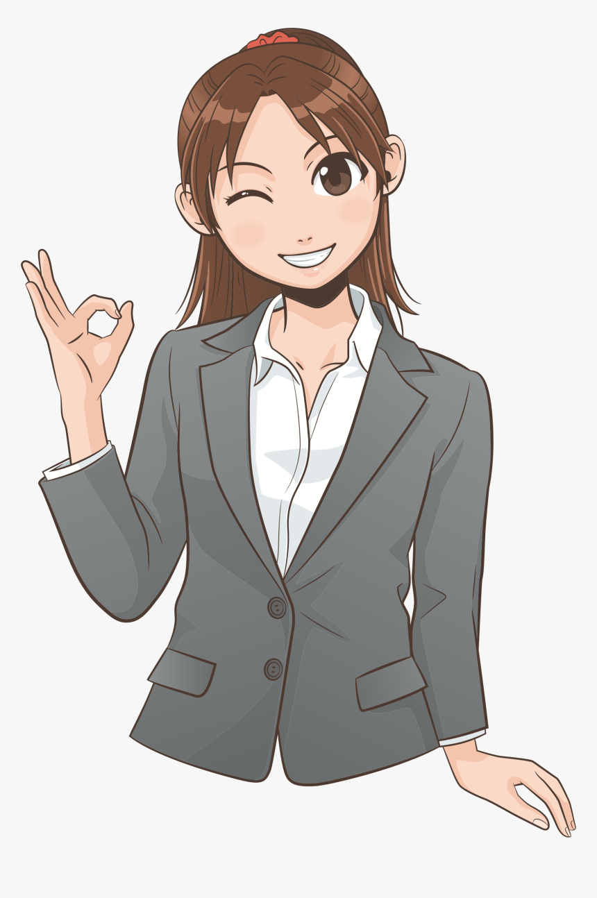 Ok Gesture - Female People Cartoon Png, Transparent Png