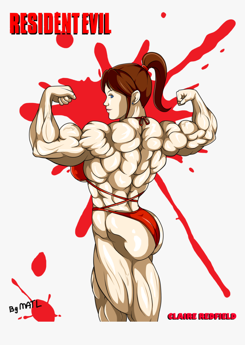 Biceps Drawing Back Double Bicep Picture Transparent - Claire Redfield Muscle Growth, HD Png Download