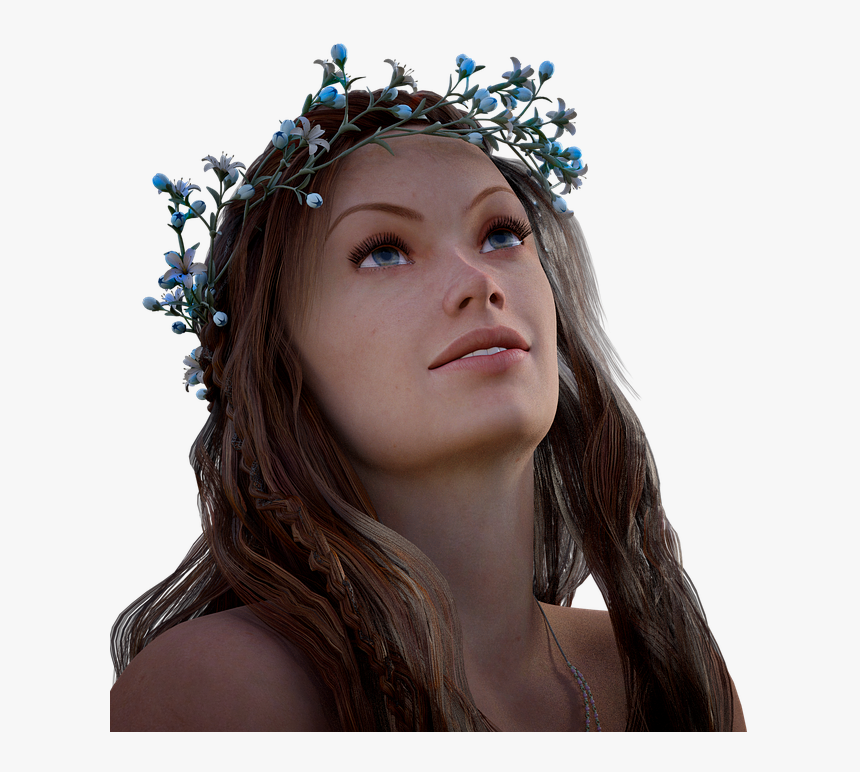 Woman Floral Wreath Romantic - Tiara, HD Png Download