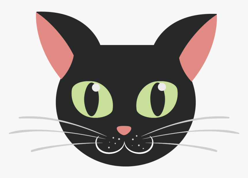 Image Royalty Free Download Kitten Cartoon Transprent - Cartoon Black Cat Face, HD Png Download