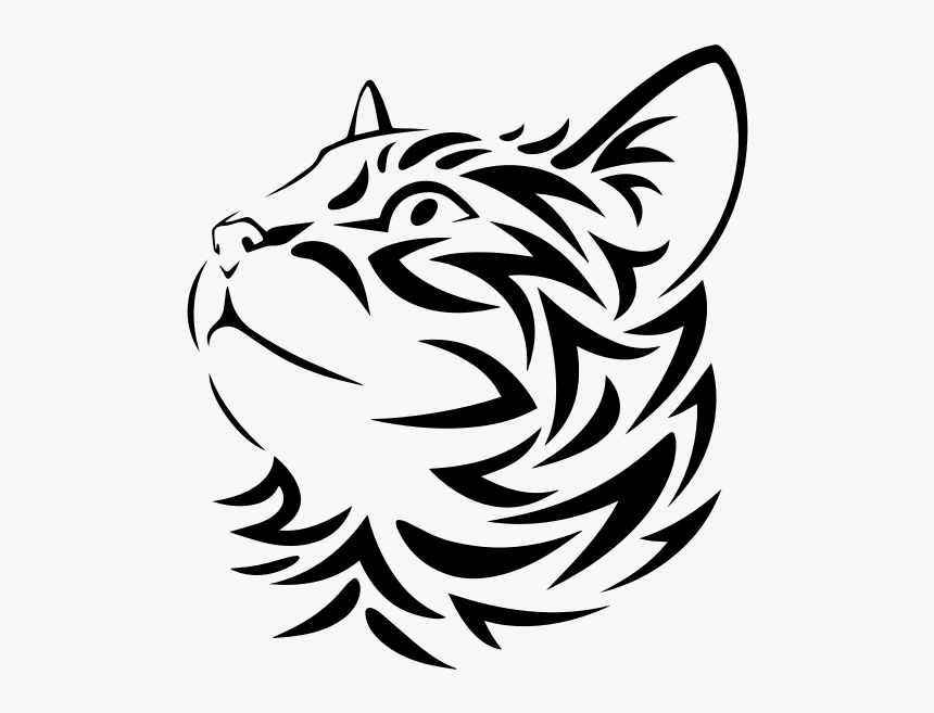 Vector Image Of Tribal Kitten Looking Up - Wood Burning Cat Patterns, HD Png Download
