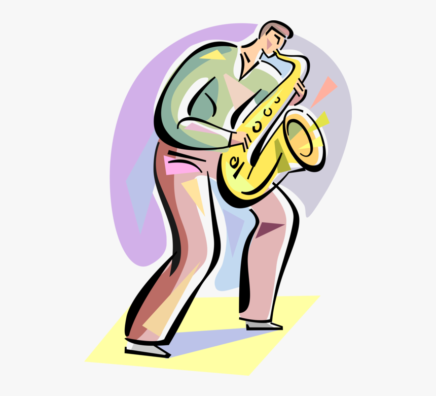 Vector Illustration Of Saxophonist Musician Plays Saxophone - Illustration, HD Png Download