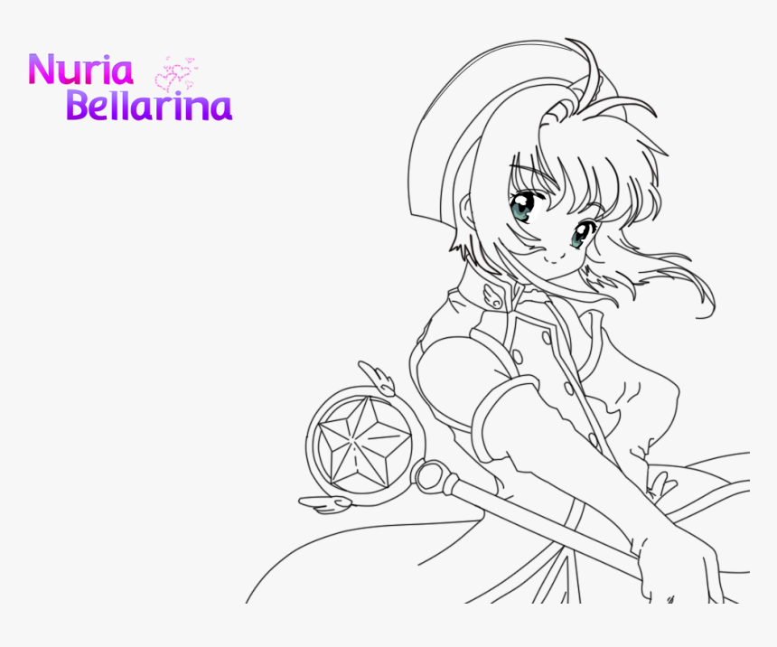 Anime Lineart Sakura Card Captor - Sakura Card Captor Lineart, HD Png Download