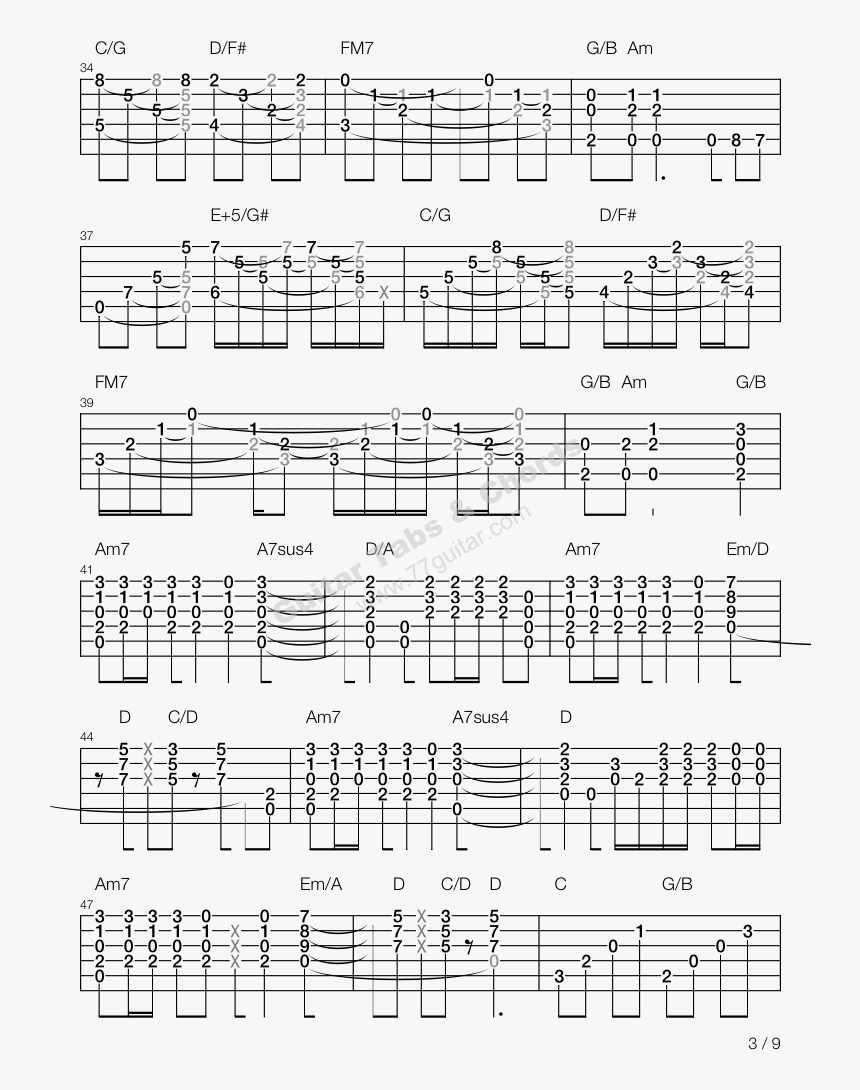 Stairway To Heaven-led Zeppelin吉他谱 - Sheet Music, HD Png Download
