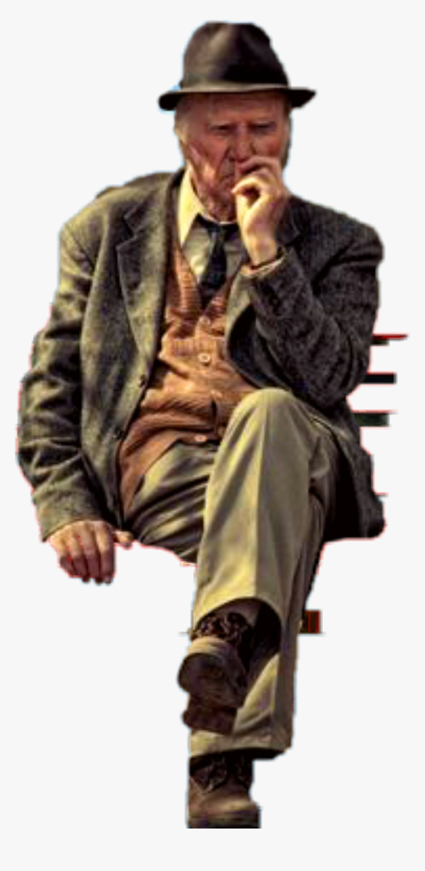 #man #old Man #man Sitting #man With Hat - Gentleman, HD Png Download