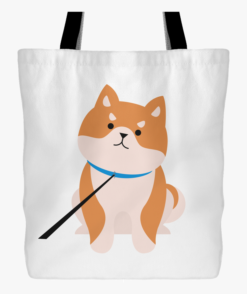Cute Shiba Inu On A Leash Tote Bag White - Tote Bag, HD Png Download