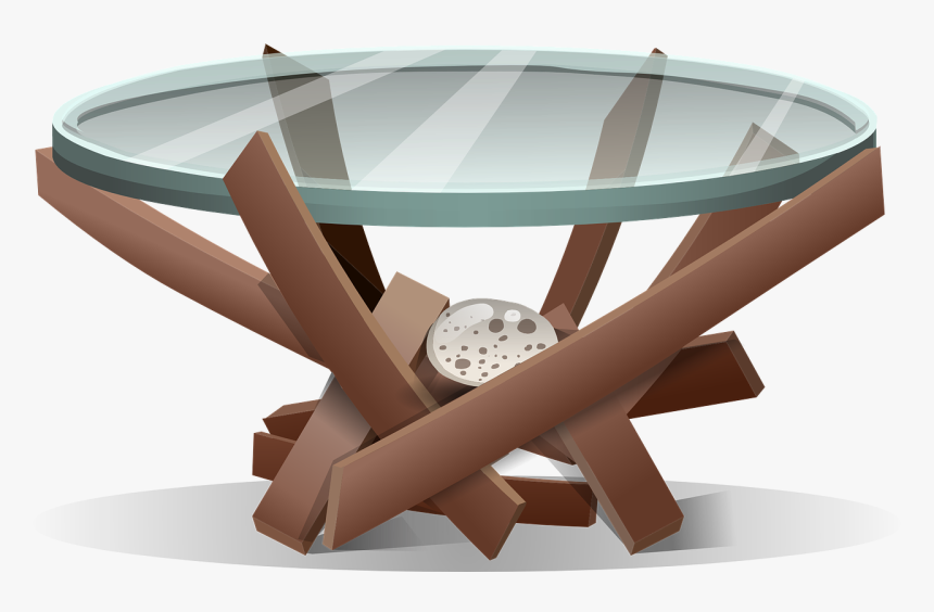 Table, Furniture, Round, Glass, Wood, Brown, Decor - Glass Wood Table Png, Transparent Png