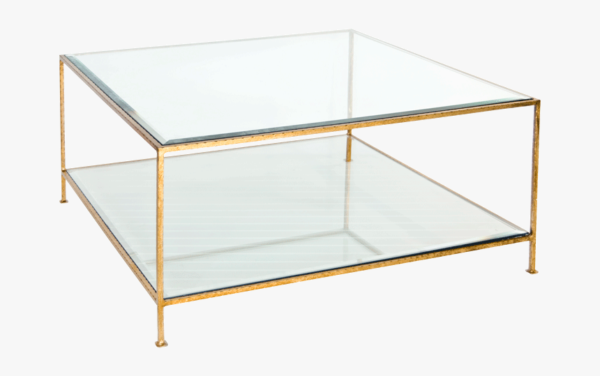 Classy Design Gold Square Coffee Table Glass Tables - Coffee Table, HD Png Download