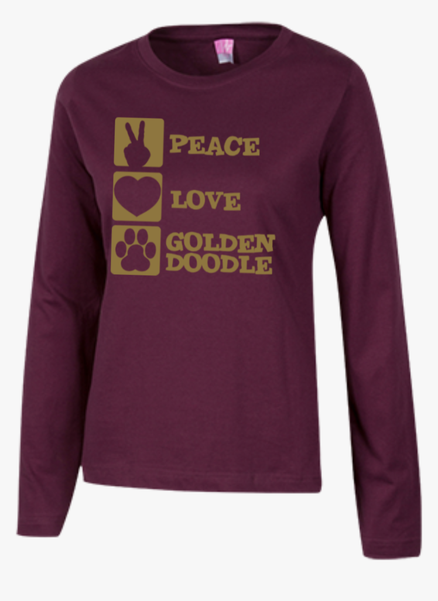 Peace Love Goldendoodle - Long-sleeved T-shirt, HD Png Download