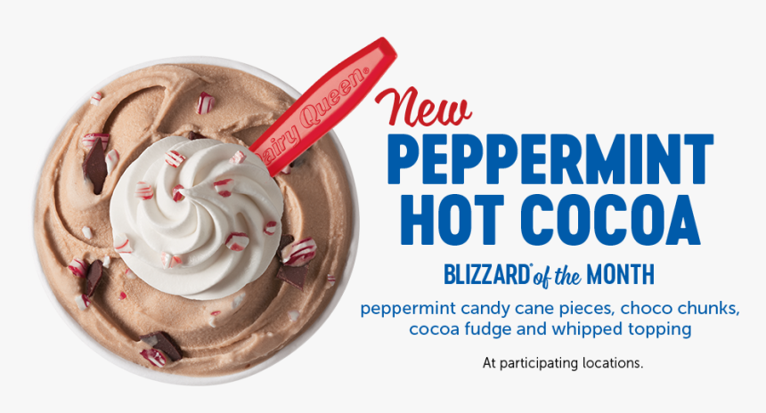 New Peppermint Hot Cocoa Blizzard® Of The Month - Dairy Queen Peppermint Hot Cocoa Blizzard, HD Png Download