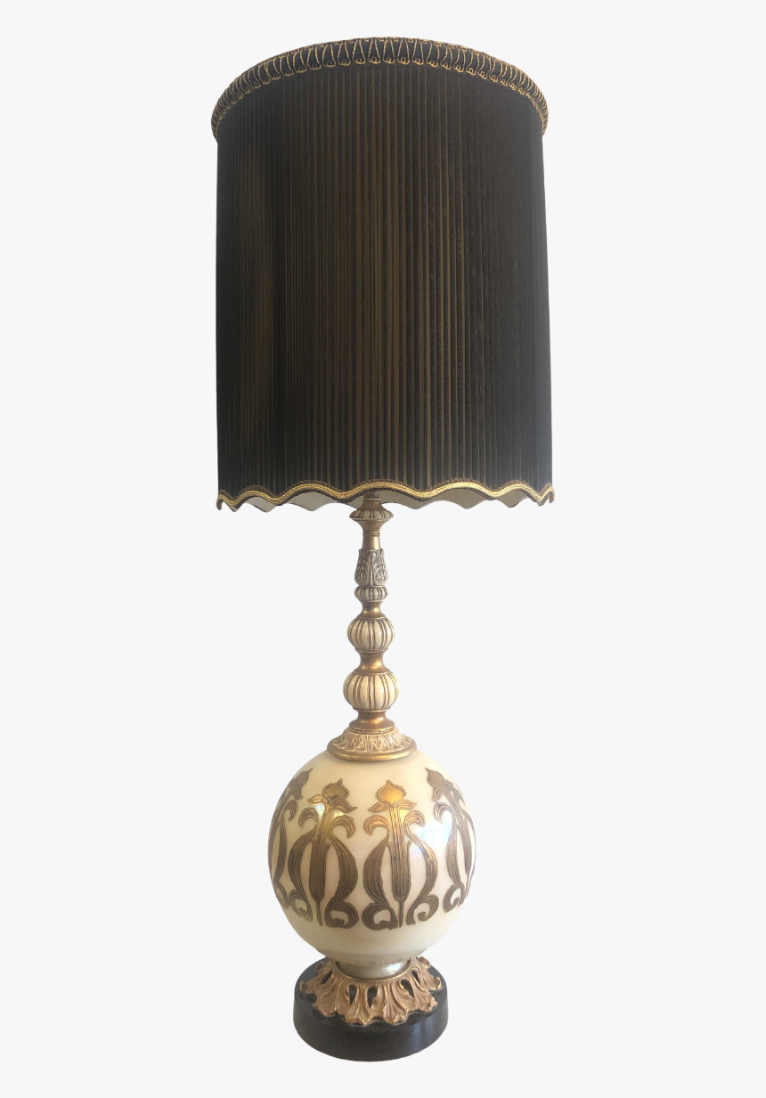 Hollywood Regency Style Large Gold Gilded Lamp And - Lampshade, HD Png Download
