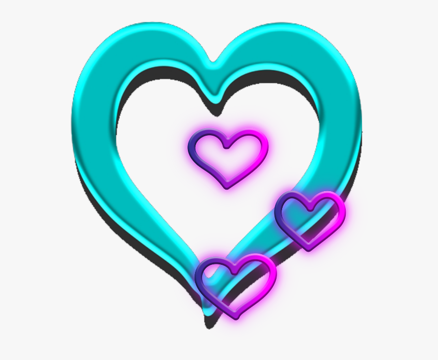 #mq #green #purple #hearts #heart #neon - Heart, HD Png Download