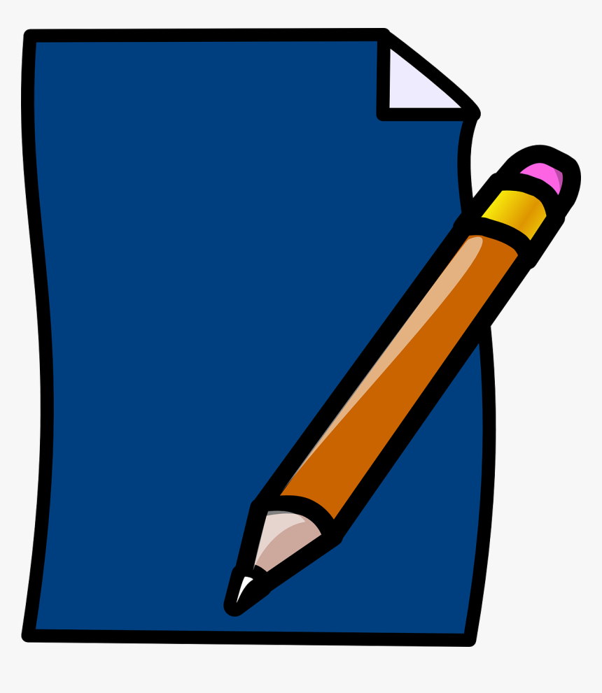 Pencil Paper Blue Clipart, HD Png Download