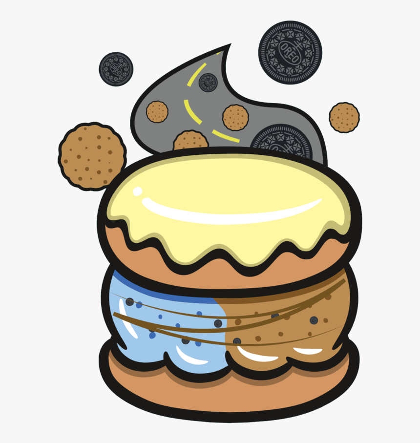 Stuffed Ice Cream Cruff Cookie Road - Donut With Scoop Ice Cream, HD Png Download