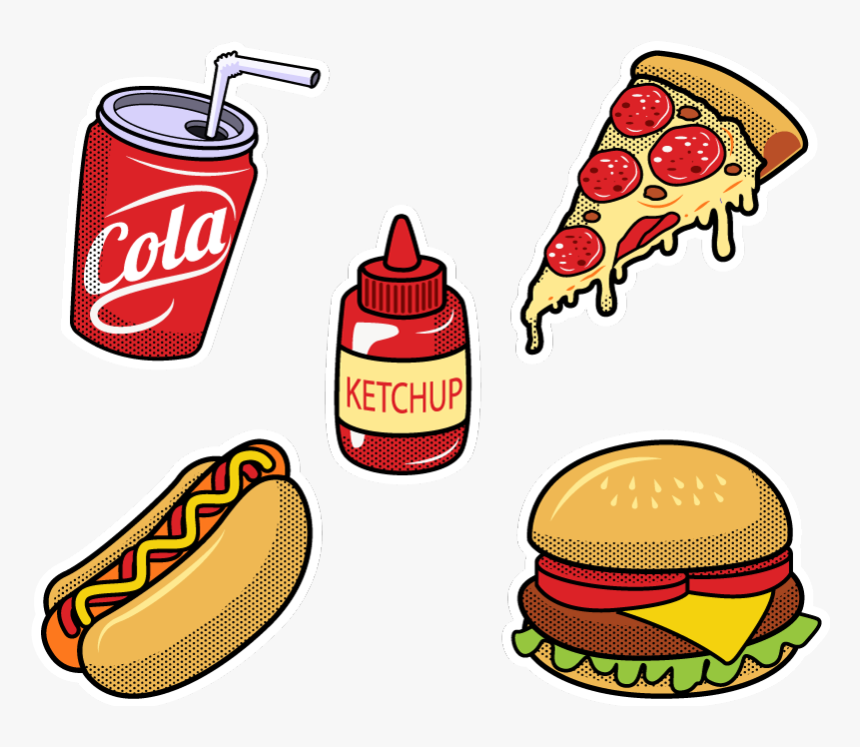 Hamburger Hot Dog Tattoo Ice Cream Sticker - Sticker Hot Dog Png, Transparent Png