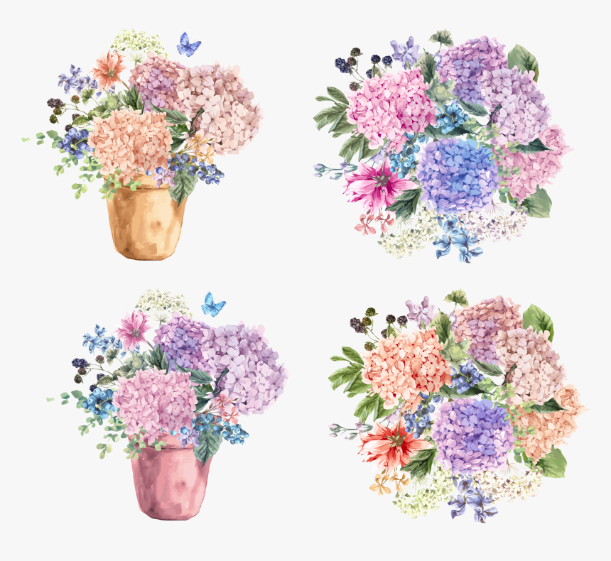 Transparent Potted Flower Clipart - Flowers Watercolor Png Pot, Png Download