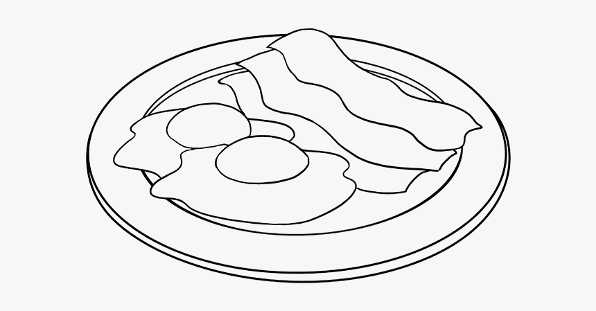Free Hd Drawing Image - Bacon And Eggs Line Art, HD Png Download