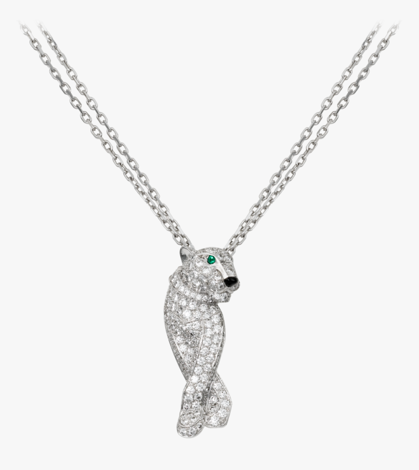 Panthère De Cartier Necklacewhite Gold, Diamonds, Emeralds, - Panthere De Cartier Pendant, HD Png Download