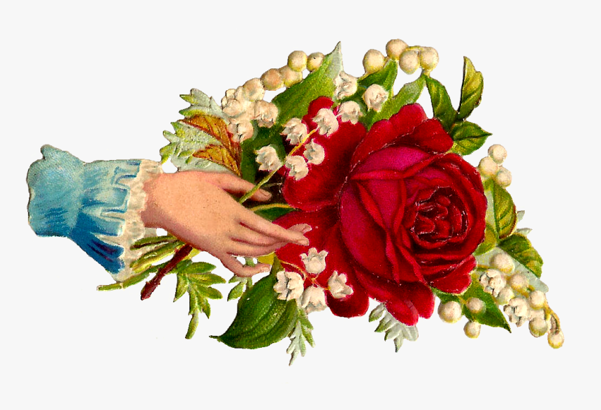 Hand Holding Flowers Victorian, HD Png Download