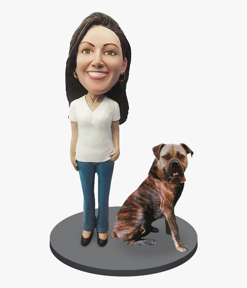 Custom Female With Custom Pet Dog Bobblehead - Pet, HD Png Download