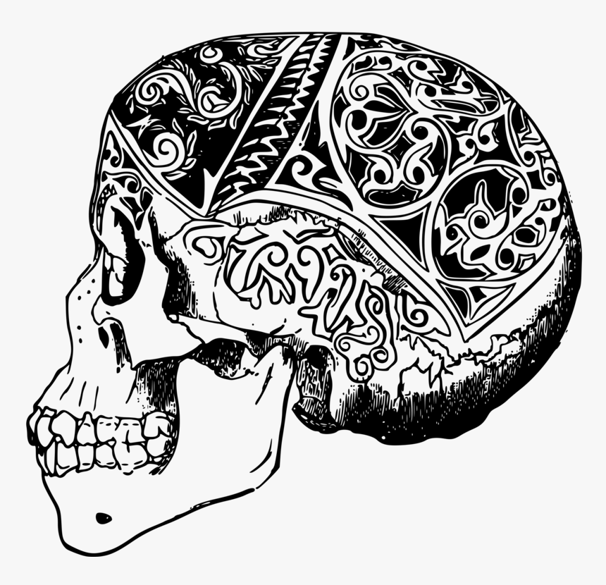 Line Art,head,skull - Transparent Png Tattoos, Png Download
