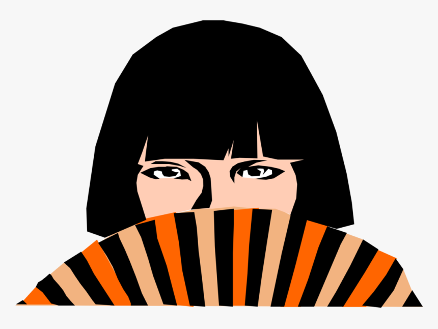 Vector Illustration Of Japanese Fan Girl - Illustration, HD Png Download