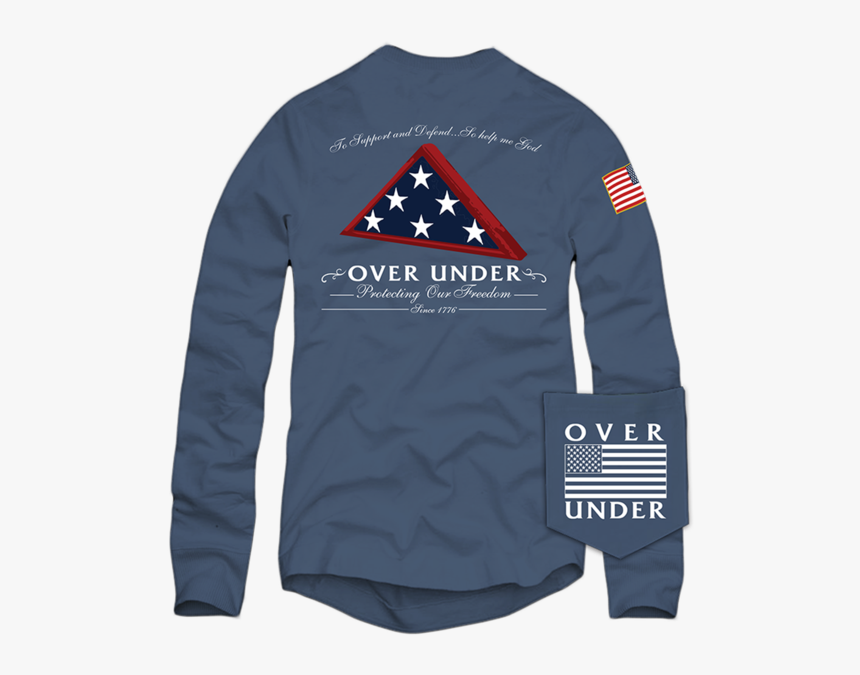 L/s Folds Of Honor T-shirt Navy - Long-sleeved T-shirt, HD Png Download