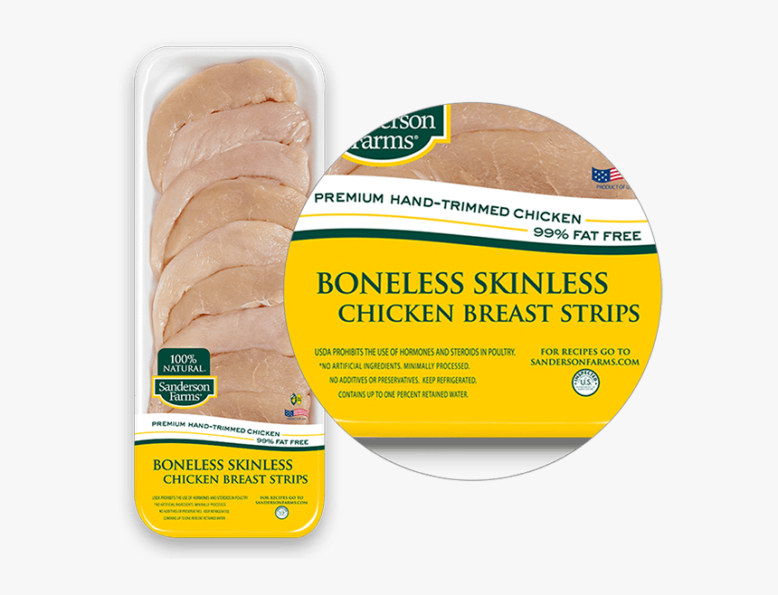 Premium Boneless Skinless Breast Strips Sanderson Farm Thin Sliced