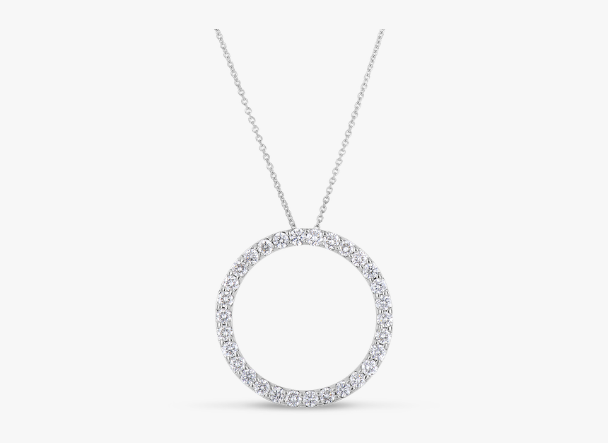 Roberto Coin Circle Pendant With Diamonds - Diamond Pendant Necklace Circle, HD Png Download