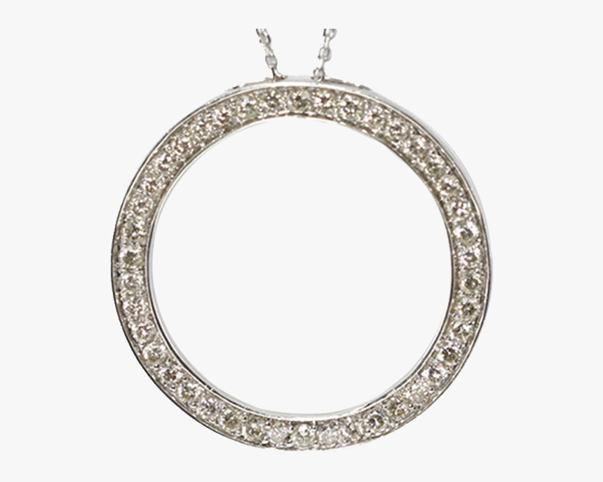 14k White Gold Round Cut Circle Of Life Diamond Pendant - Locket, HD Png Download