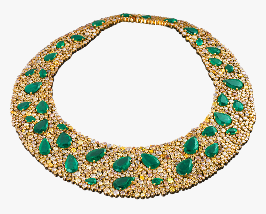 Emerald & Multi-colored Diamond Bib Necklace, - Diamond Bib Necklace, HD Png Download