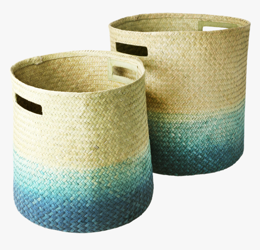 Seagrass Round Woven Storage Baskets In Gradient Blue - Aufbewahrungskorb Rice, HD Png Download