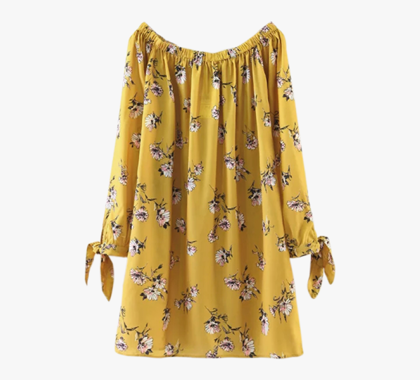 29% Off] 2019 Floral Off Shoulder Shift Dress In Yellow - Stylish Top Neck Designs, HD Png Download