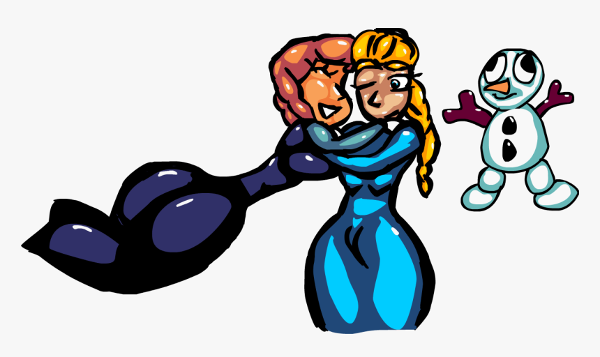 Frozen S Anna, Elsa, And A Snowman - Cartoon, HD Png Download