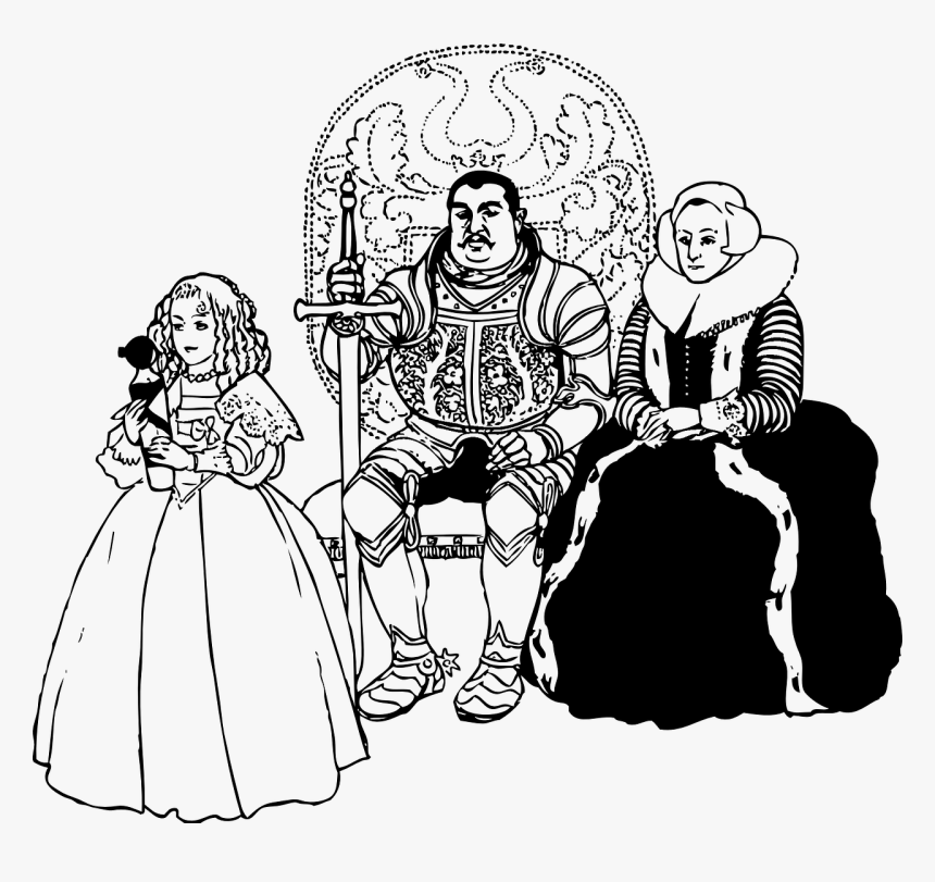 King Queen And Princess Drawing, HD Png Download