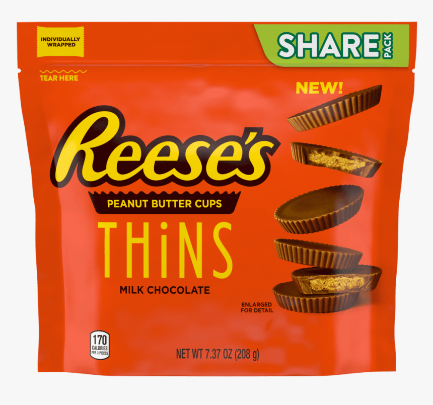 Reese S Thins Milk Chocolate - Reese's Peanut Butter Cups, HD Png Download