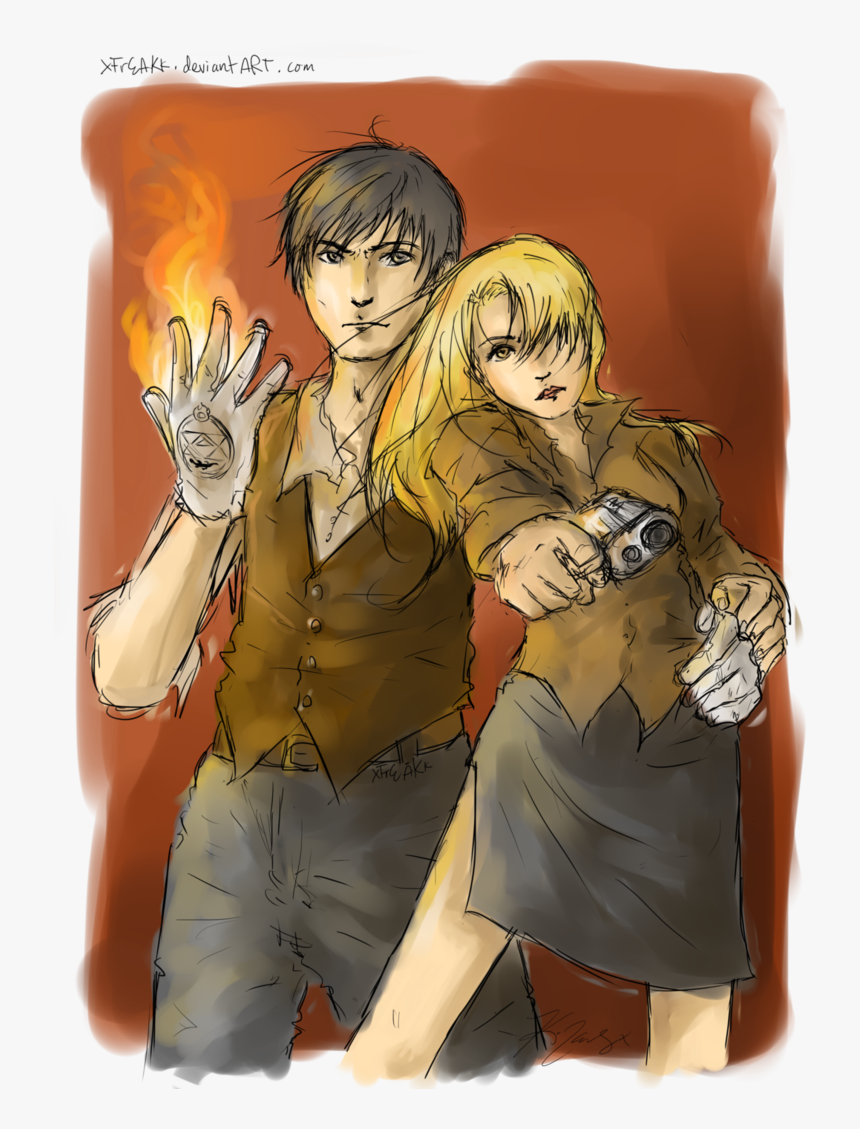 Riza Hawkeye And Roy Mustang - Cartoon, HD Png Download