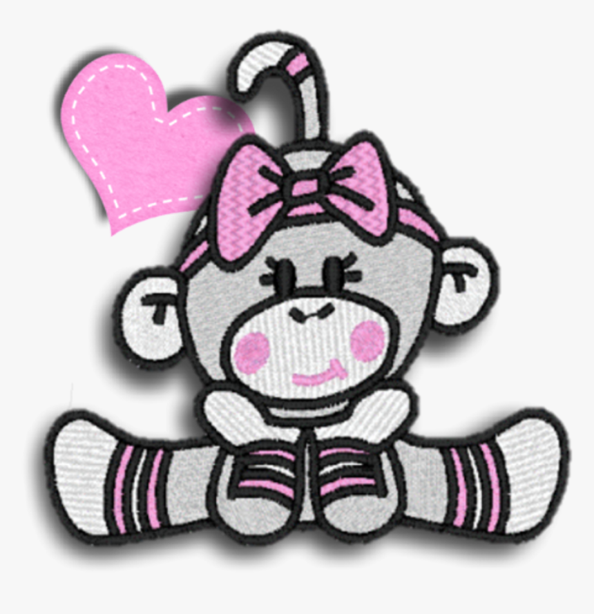 Sockmonkey Monkey Girl Cute Pink Heart Gym Scrapbooking - Cartoon, HD Png Download