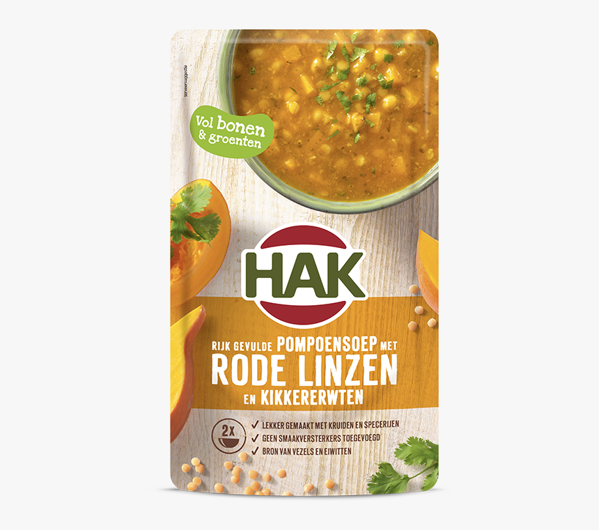Pumpkin Soup With Red Lentils And Chickpeas - Hak Soep In Zak, HD Png Download