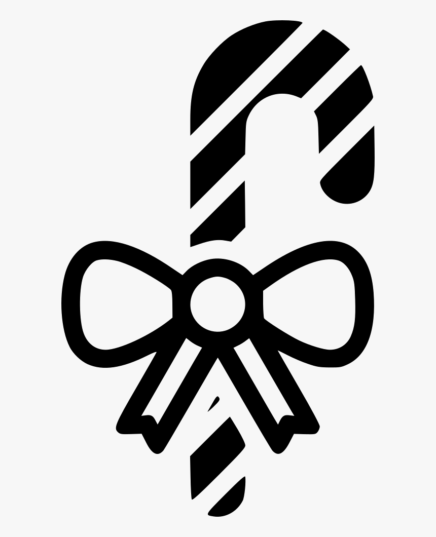 Candy Cane Stick Bow Peppermint - Font, HD Png Download