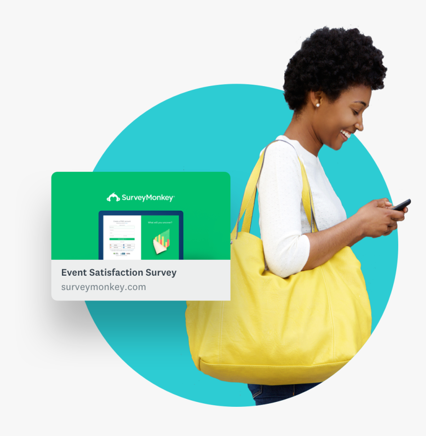 Woman Taking Survey On The Go - Sitting, HD Png Download