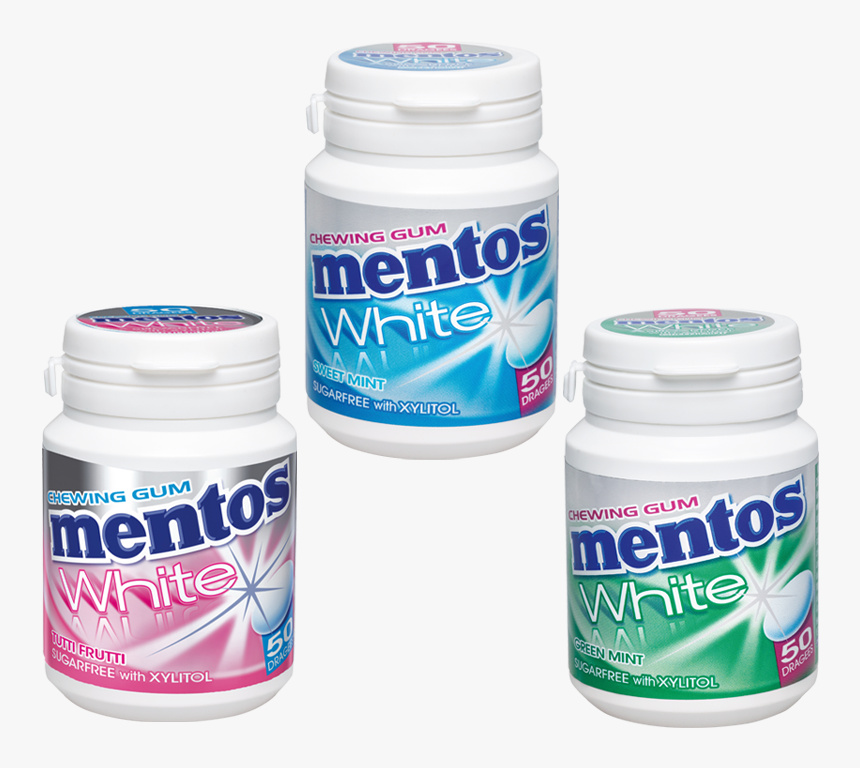 Mentos Gum Bottles White Tutti Frutti, Sweet Mint Und - Mentos, HD Png Download