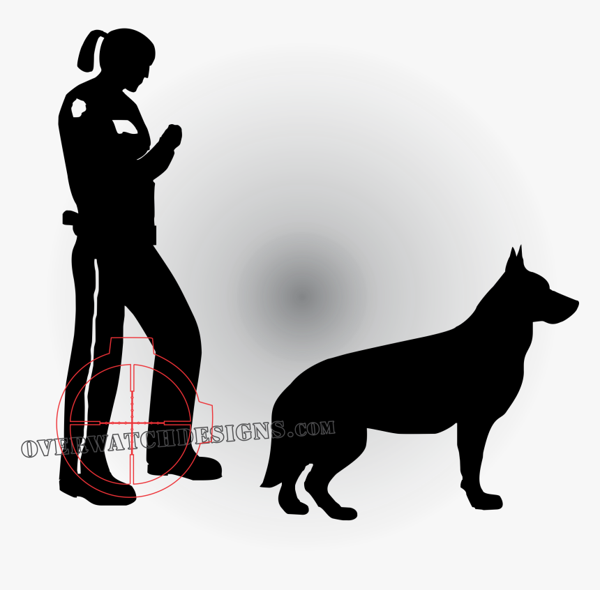 Female K9 Handler Silhouette, HD Png Download