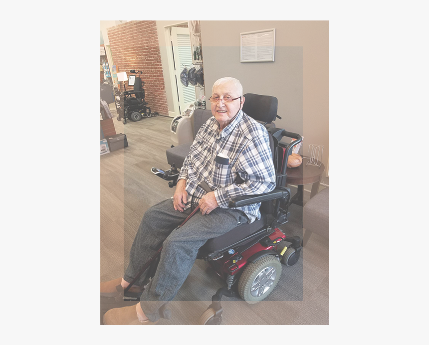 Person Seated In Newly Purchased Power Wheelchair - Sitting, HD Png Download