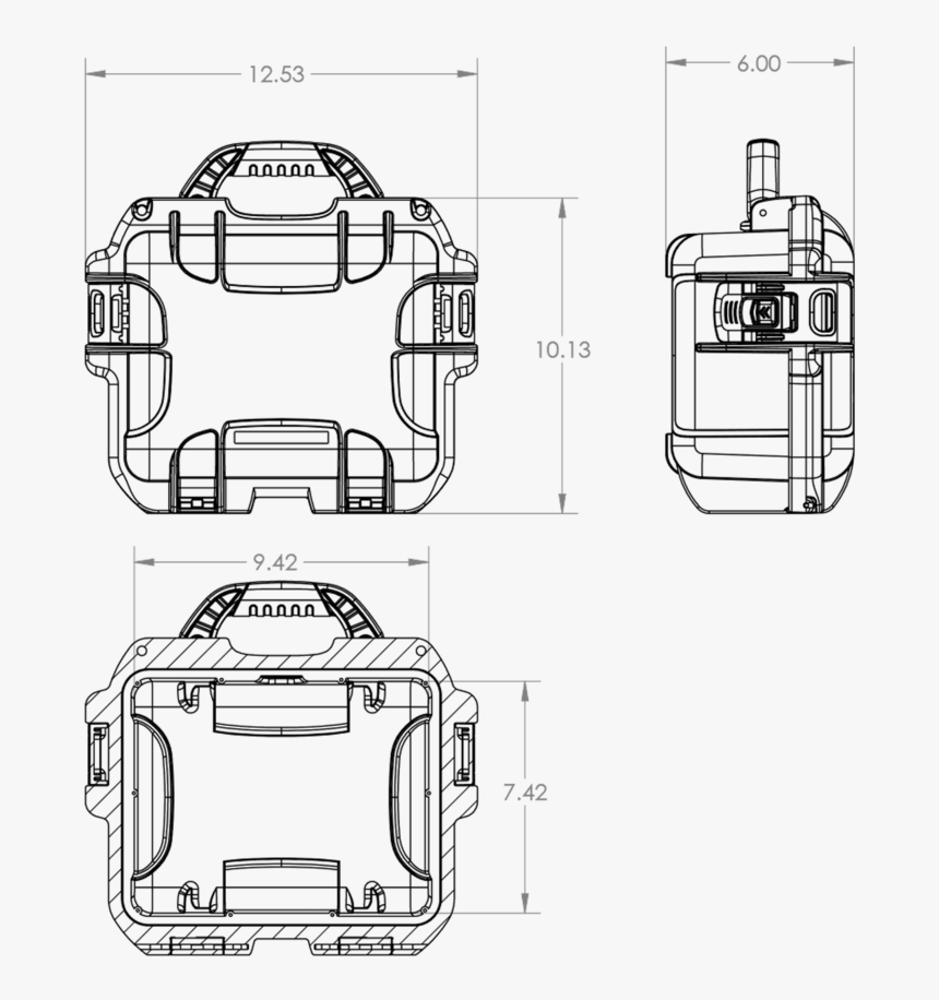Dimensions Of The Nanuk 905 Dji Spark Hard Case - Technical Drawing, HD Png Download